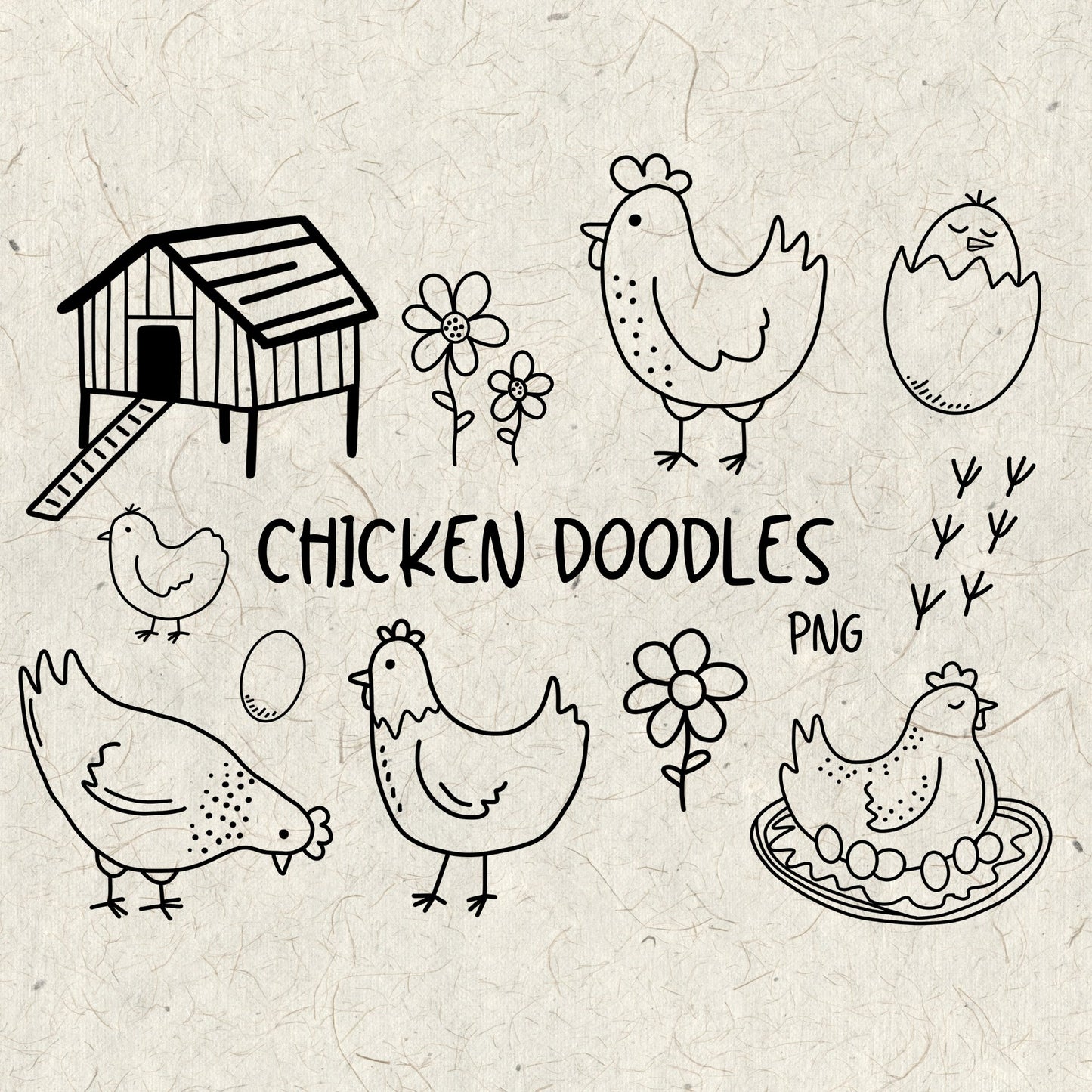 Chicken Doodles PNG