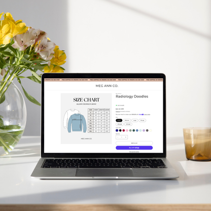 Editable Size Chart Gildan Crewneck 18000