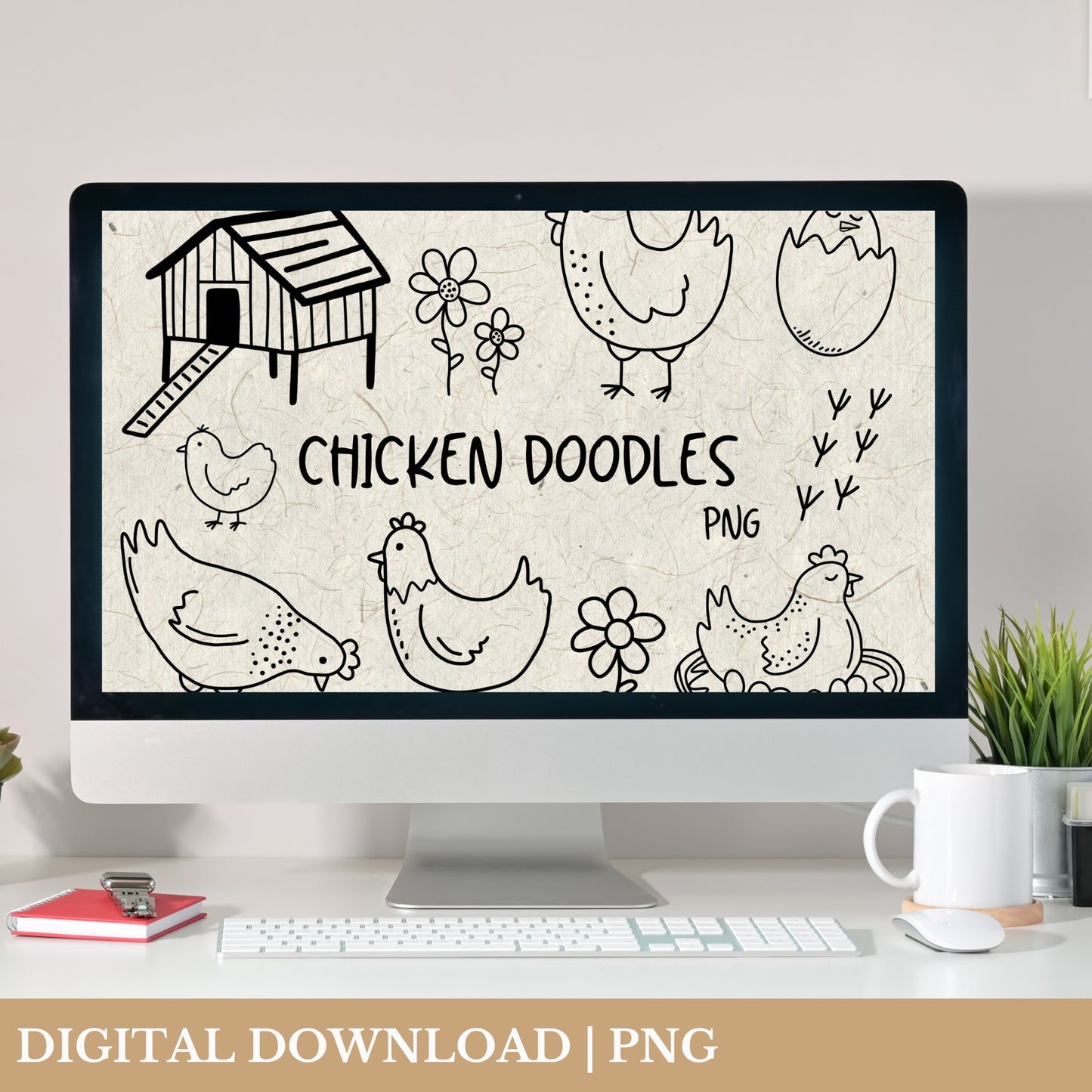 Chicken Doodles PNG