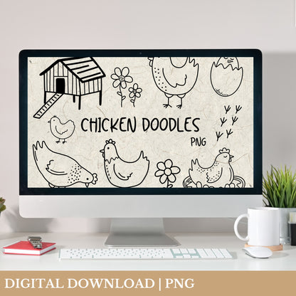 Chicken Doodles PNG