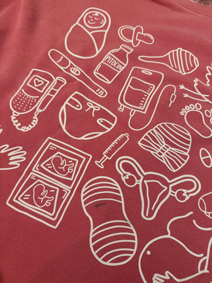 Labor & Delivery Doodles Crewneck Misprint (LARGE)