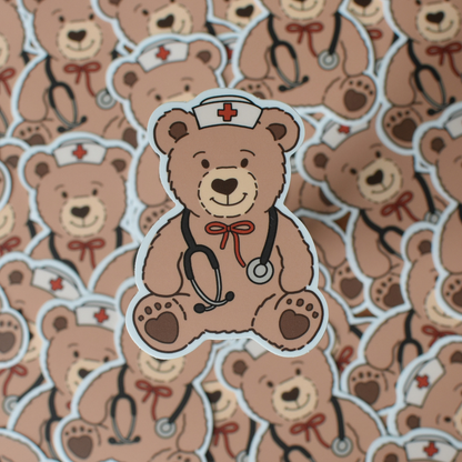 Nurse Teddy Bear Sticker