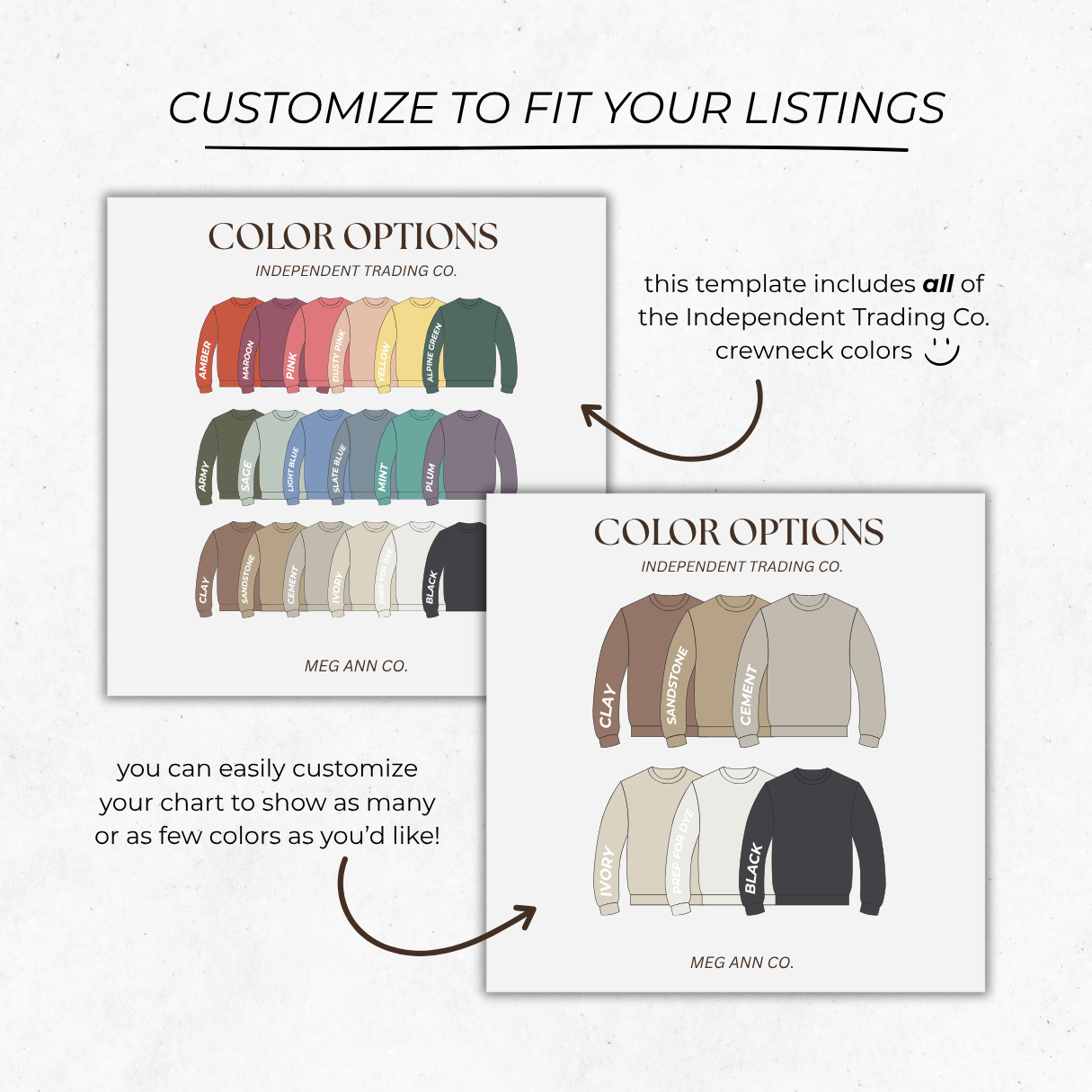 Editable Color Chart Independent Trading Co. Crewneck