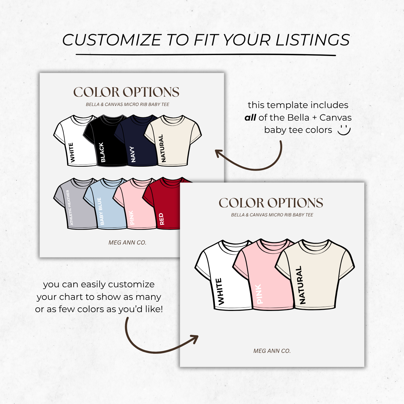 Editable Color Chart Bella + Canvas Ribbed Baby Tee