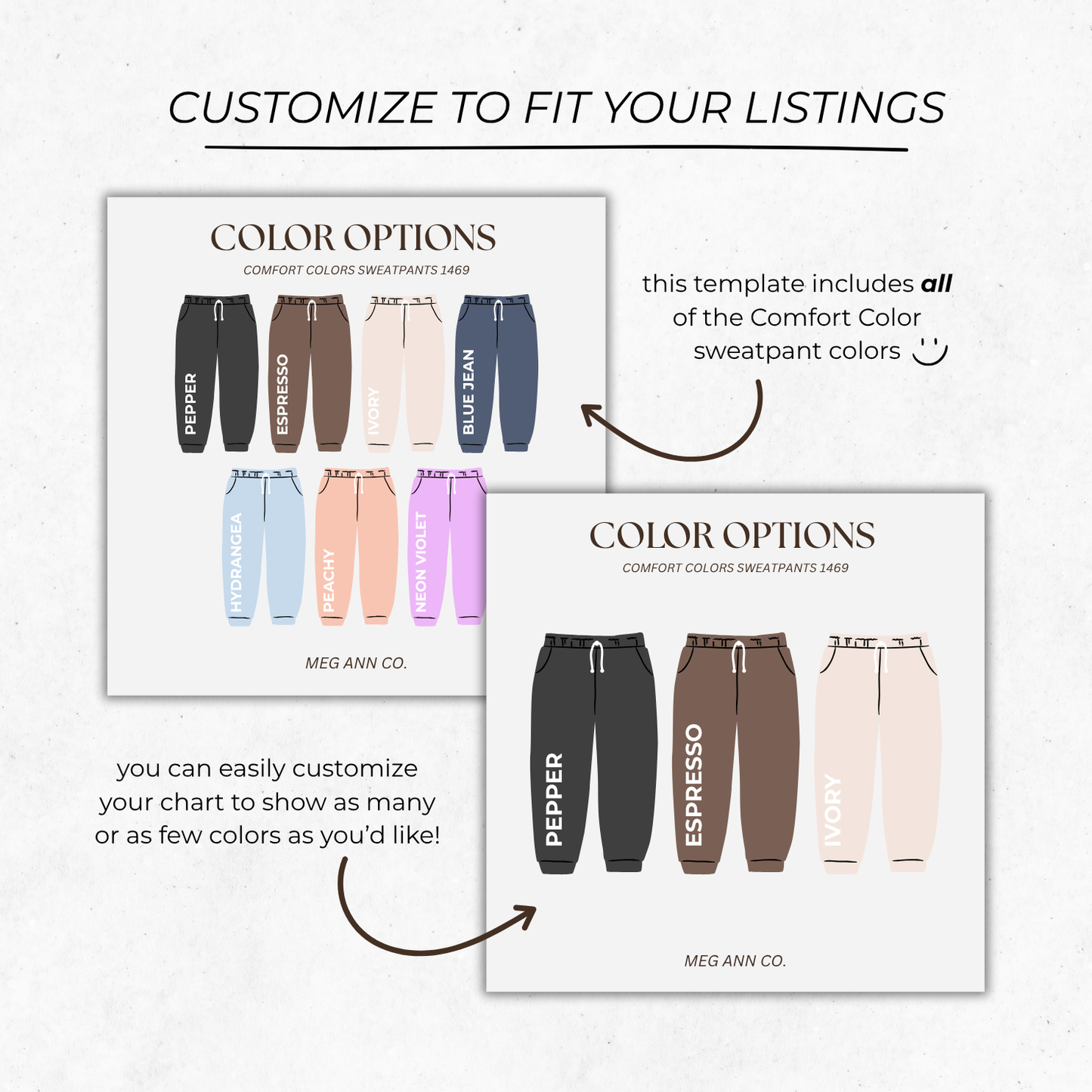 Editable Color Chart Comfort Color Sweatpants 1469