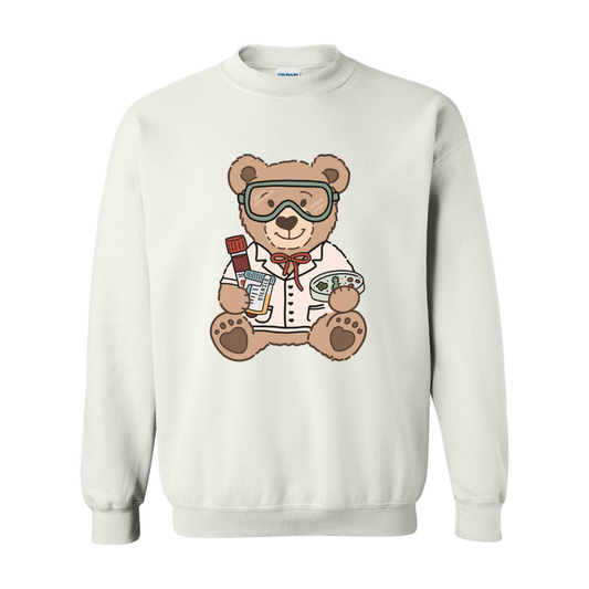 Medical Lab Teddy Bear Crewneck