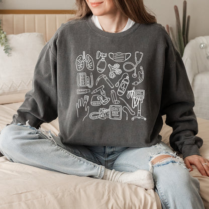 Respiratory Therapy Doodles Crewneck