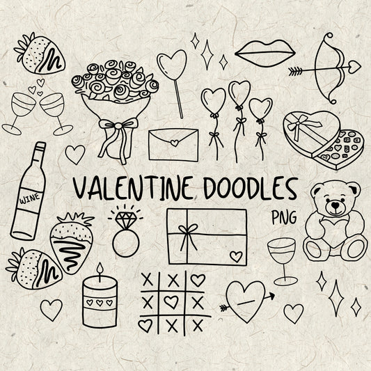 Valentines Day Doodles PNG