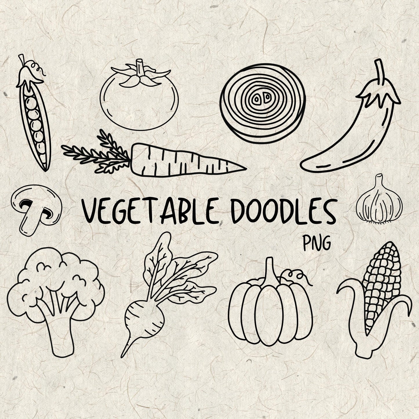 Vegetable Doodles PNG