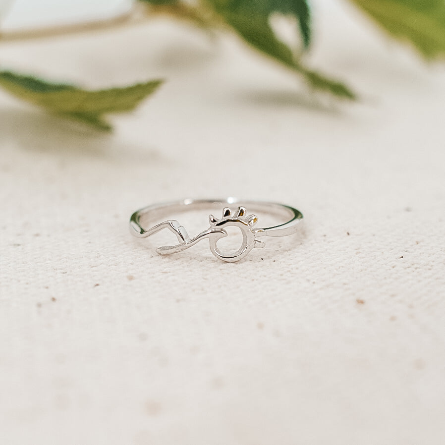Sun & Mountain Sterling Silver Ring