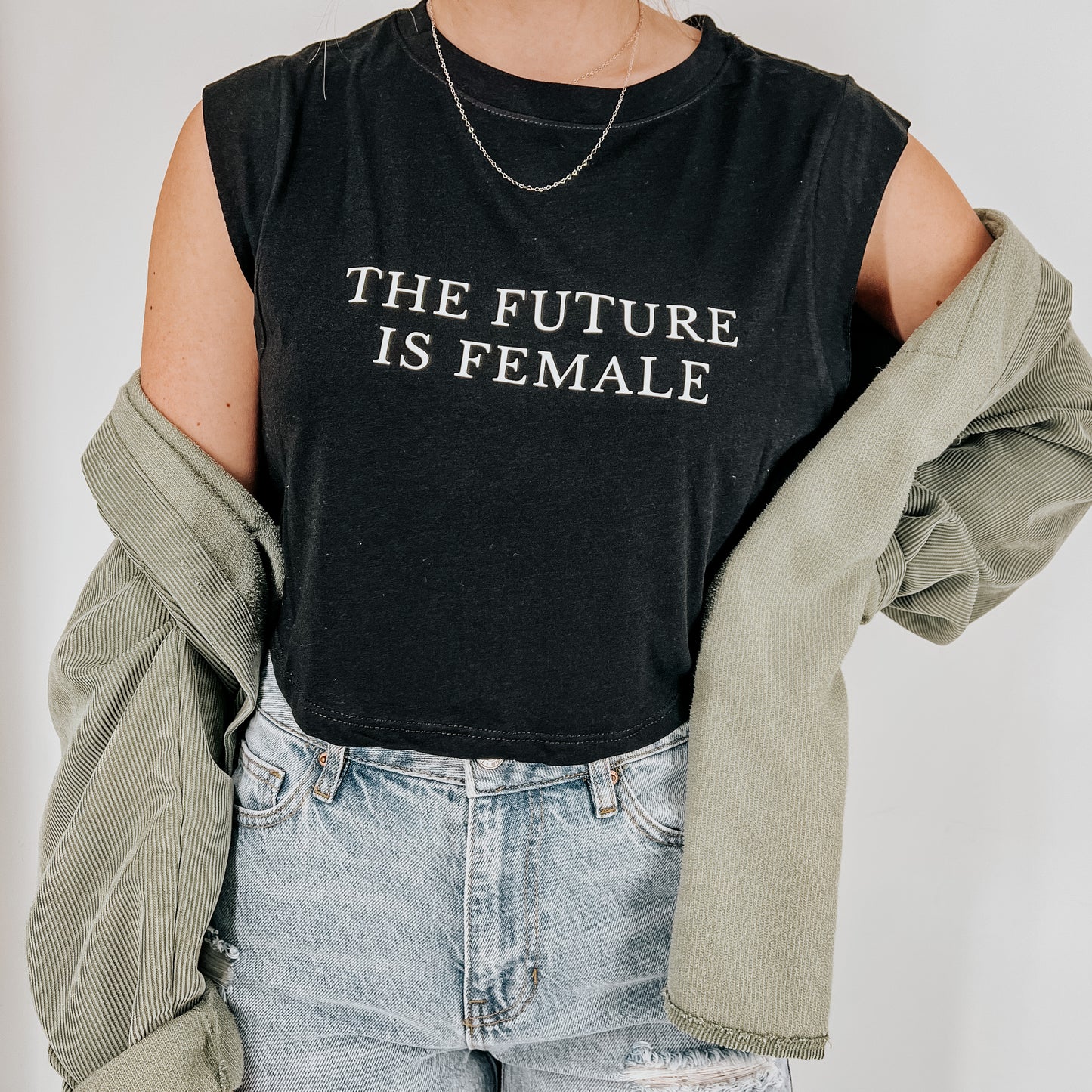 The Future is Female Black Cropped Tank
