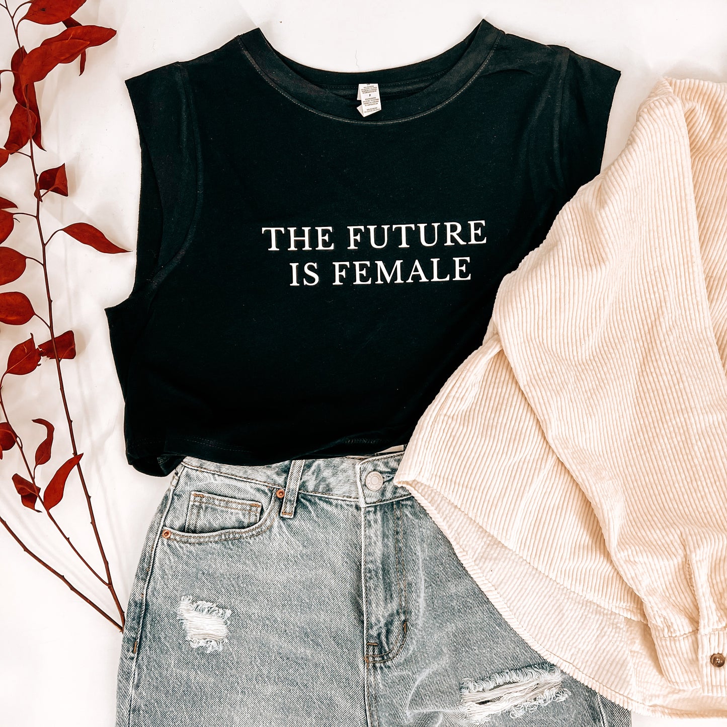 The Future is Female Black Cropped Tank